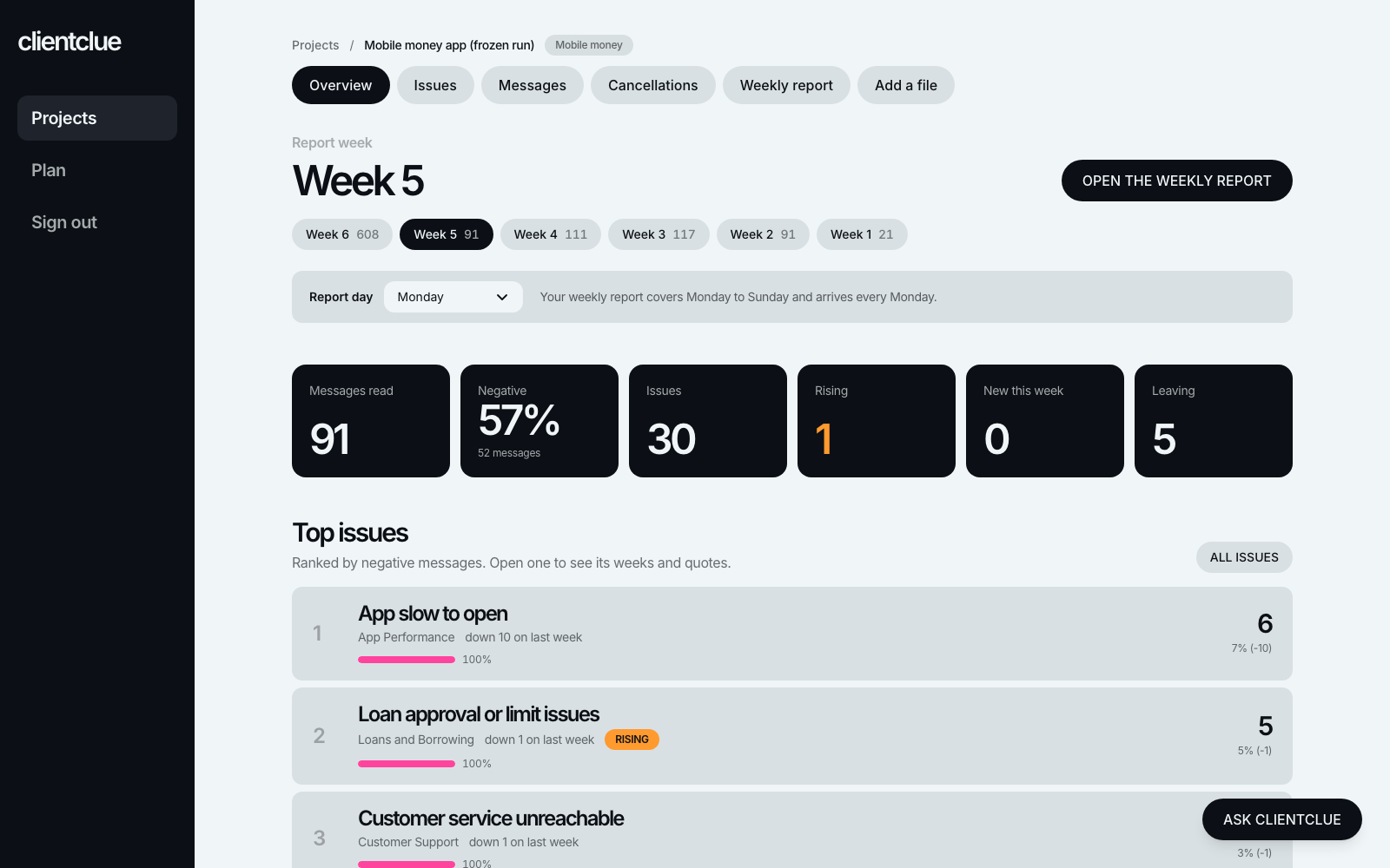 A ClientClue screen from the OPay case